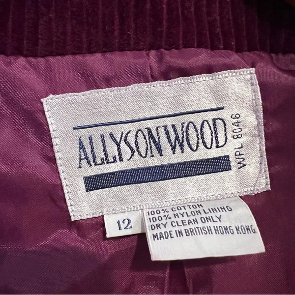 Vintage Allyson Wood Burgundy Corduroy Blazer - Picture 7 of 7
